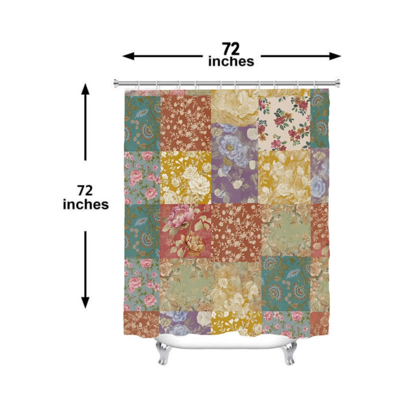 Rideau de douche à motif floral inspirant 72 x 72 pouces multicolore