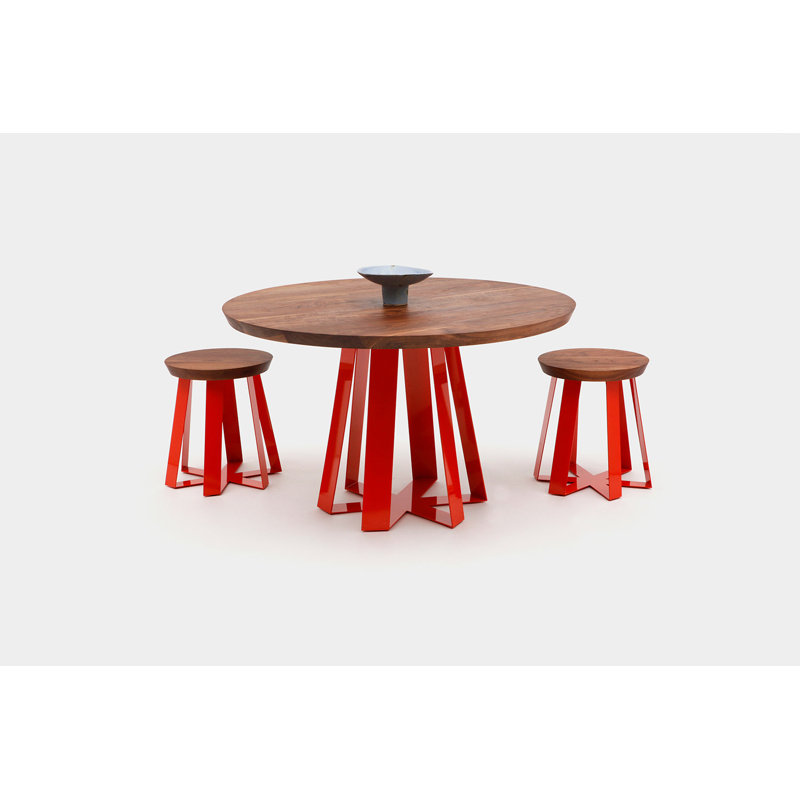 ARS Round Walnut Wood Dining Table, 42" W x 42" L
