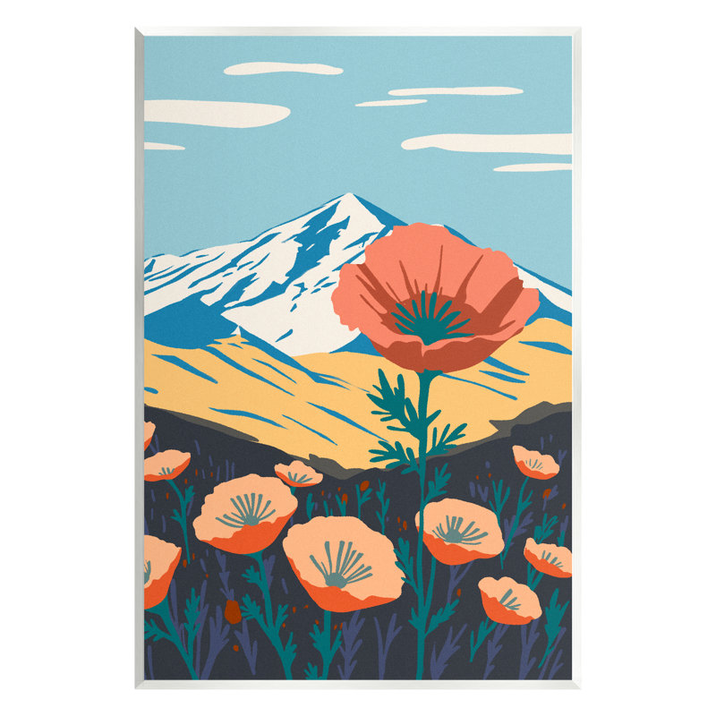 «Stupell Industries Poppy Blooms Mountain Landscape» par Ziwei Li-au-776, H 19 po x l 13 po