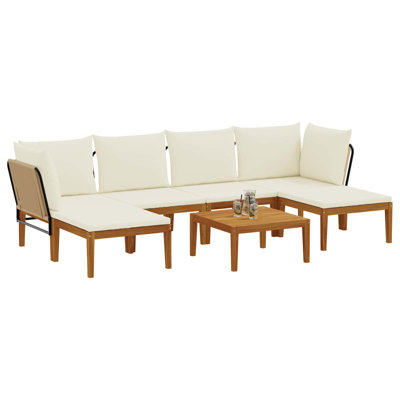  Garden Lounge Set Solid Acacia Wood & Rope Sofa Outdoor Furniture Patio