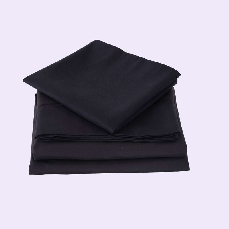 Ensemble de draps en microfibre Yelena, Simple, Noir