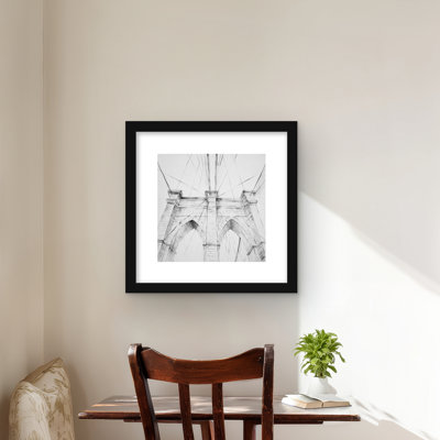 Croquis du pont de Brooklyn - reproduction encadrée mate pour la décoration intérieure