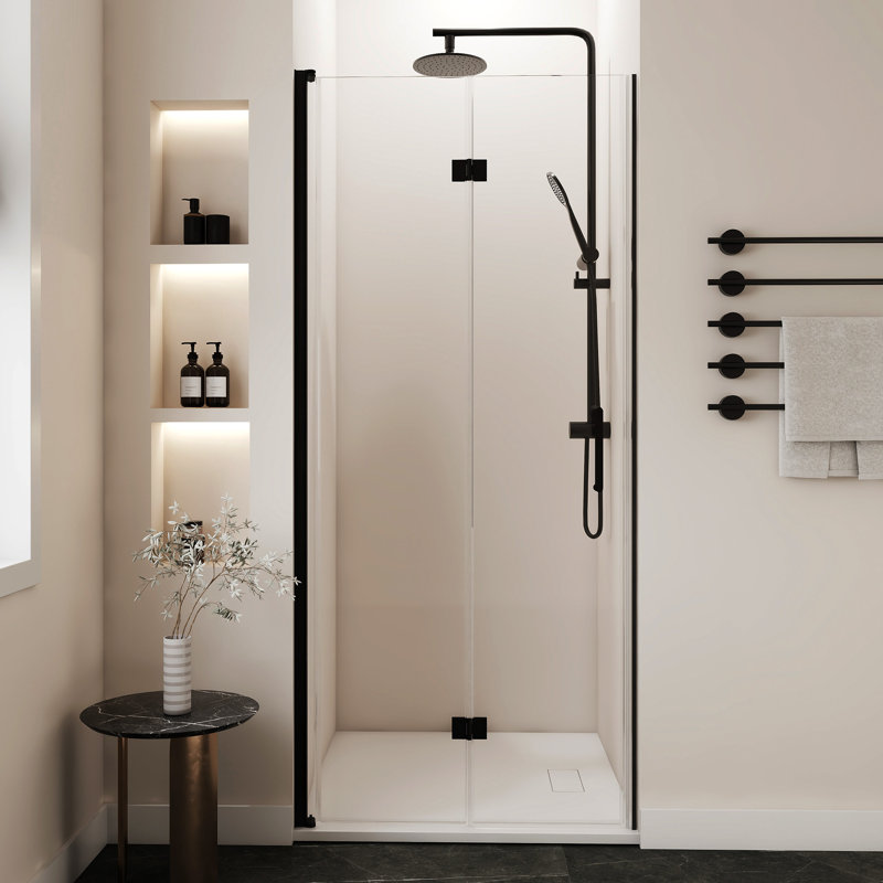 32"W x 72"H Frameless Foldable Shower Door, Aluminum Alloy, 0.24" Tempered Glass Shower