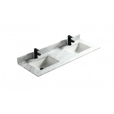 64'' Marble Double Bathroom Vanity Top with Sink
