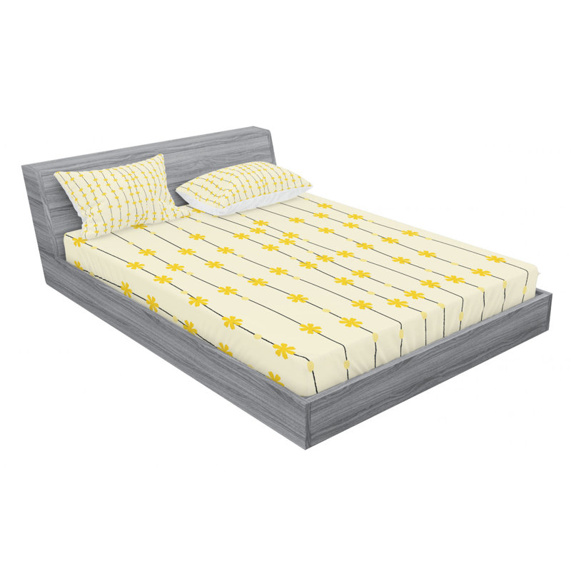 Microfiber Floral Sheet Set, Queen Sheet Set with Fitted Sheet