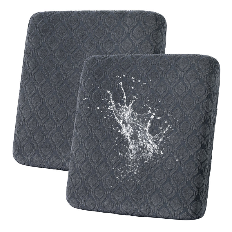 2 Pcs Waterproof Couch Cushion Covers，Washable Stretch Outdoor Patio Furniture Covers, Navy Fabric