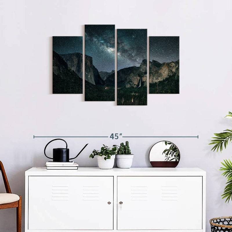États-Unis, parc national, Stargazing At Yosemite, ensemble de 4 pièces sur toile, H 22 po x l 36 po x P 1 po
