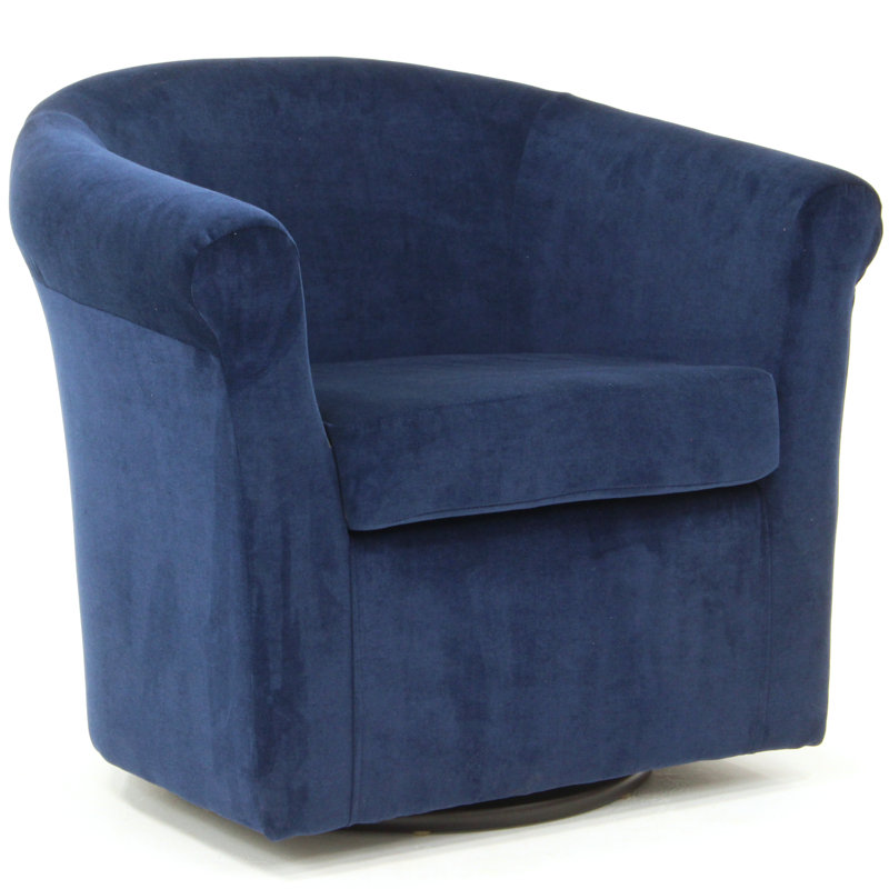 Anstett Upholstered Swivel Barrel Chair, Elizabeth Royal Microsuede