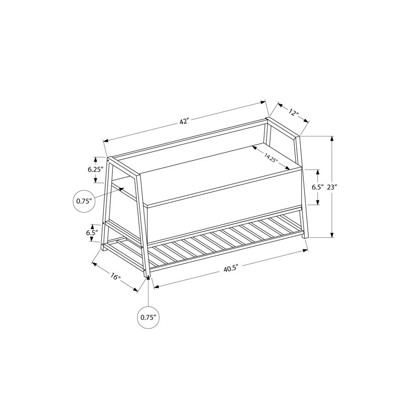 Banc de rangement de 42 pouces pour hall d'entrée rectangulaire avec couvercle rabattable et range-chaussures