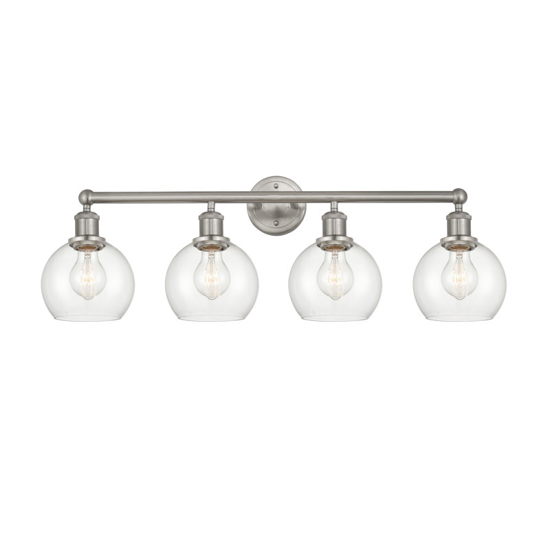 Éclairage pour meuble-lavabo 4 lumières 33 pouces Cambria, Blanc mat, Laiton antique noir