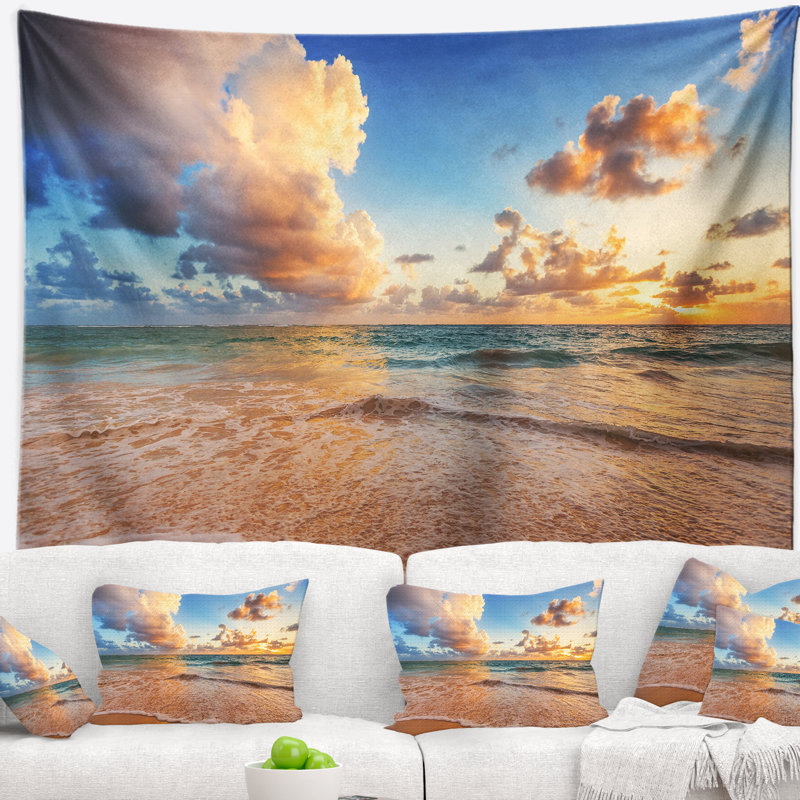 Magnifique tapisserie sur la plage, H 50 po x l 60 po