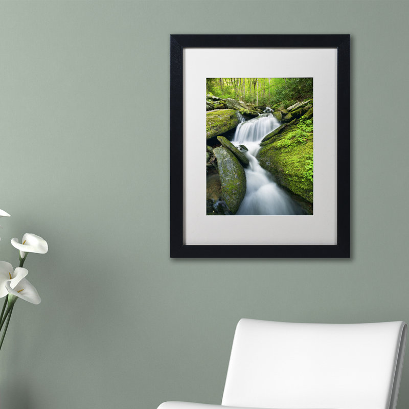 « cascade mossy rocks », reproduction de photo sur toile encadrée, Blanc, H 14 po x l 11 po x P 0,5 po