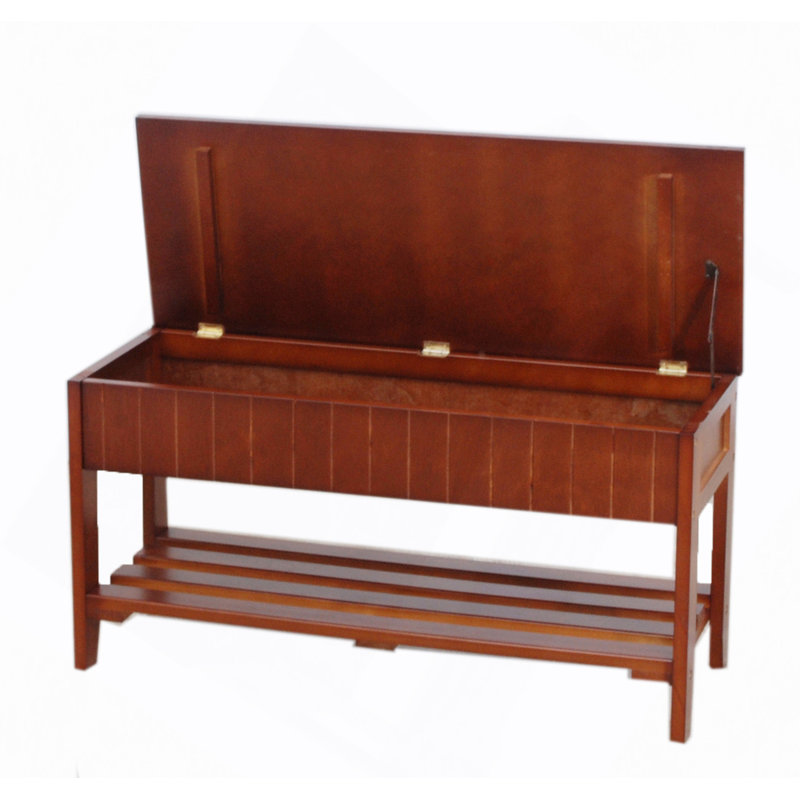Solid Wood Shoe Bench With Storage, Cherry