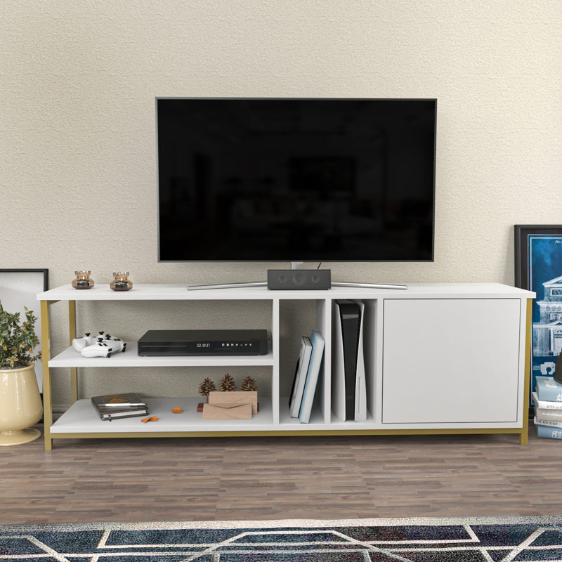 Meuble télé, Blanc / Doré