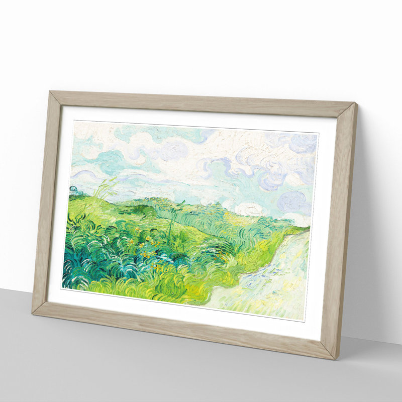 Green Wheat Fields by Vincent Van Gogh - Picture Frame Painting, Oak Framed, 48cm H x 65cm W x 2cm D