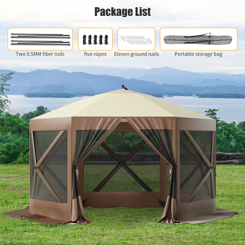 Tente de protection pour abri de jardin avec auvent de camping, H 96 po x l 120 po x P 120 po, Brun
