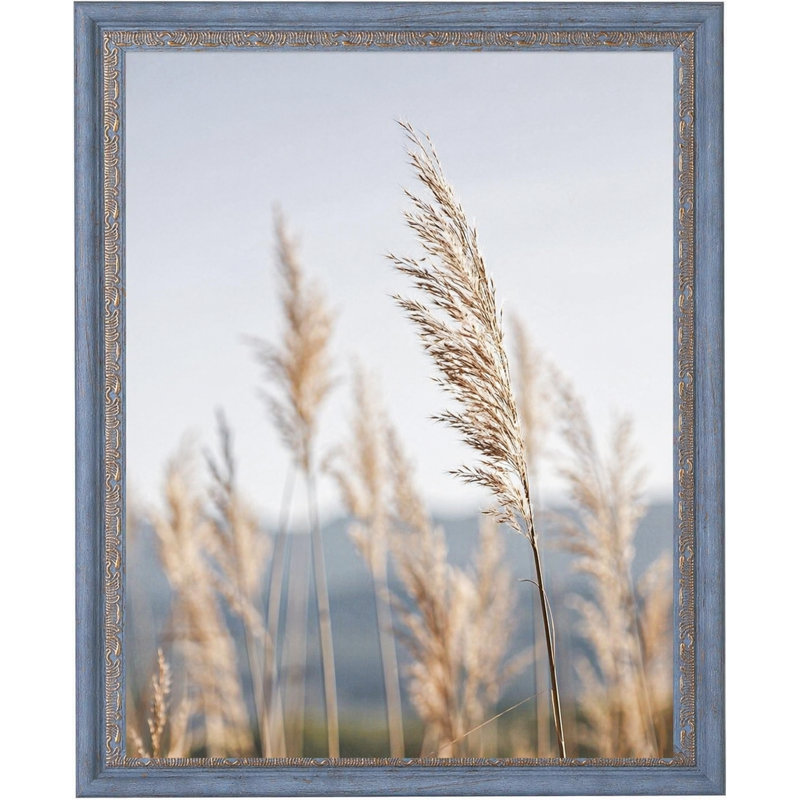 Cadre photo bleu orné avec passe-partout pour affichage mural ou de table, Blue, 8" x 10", 5" x 7"