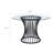 Ticy Dining Table, 48 Inch Round Glass Top, Black Iron Cagelike Base