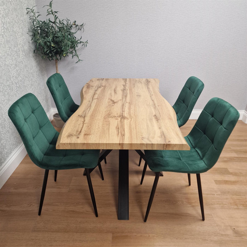 4 - Person Dining Set, Green, 75cm H x 140cm W x 80cm D