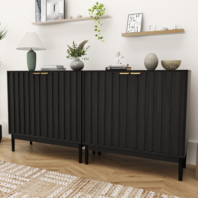 31"Sideboard with Adjustable Shelves(Set of 2), Black