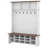 4-In-1 Hall Tree With 6 Hooks, Walnut Entryway Bench With Adjustable Shelves, Shoe Organizer With 16 Open Compartments-1905107295