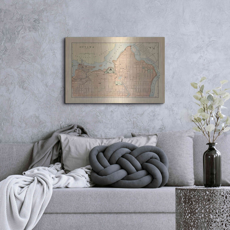 «Map of Ottawa» par Wild Apple Portfolio, art mural en métal, H 12 po x l 16 po