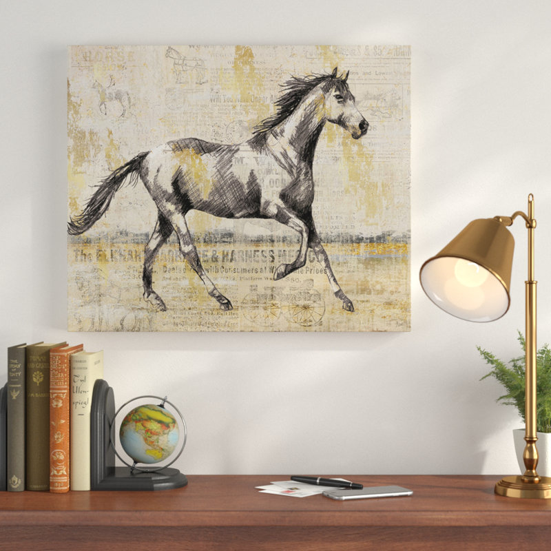 Étalon doré I - imprimé, H 18 po x l 27 po x P 1,5 po, Toile tendue