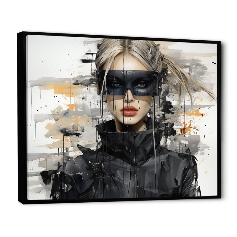 Art mural noir et gris mode futuriste I - Dior, Cadre flottant noir, L 34 po x H 44 po x P 1,5 po