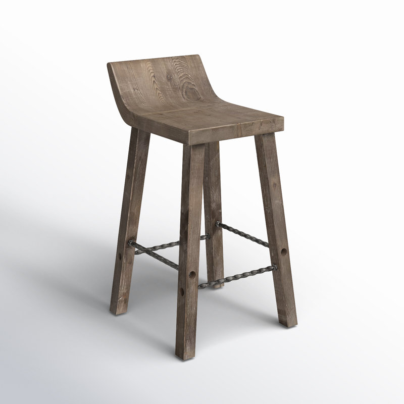 Tabouret en bois massif Carlson, Tabouret de comptoir (assise de 24 po de hauteur), Brun rustique