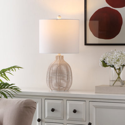 Robbin, 23 po, noir, lampe de table en rotin