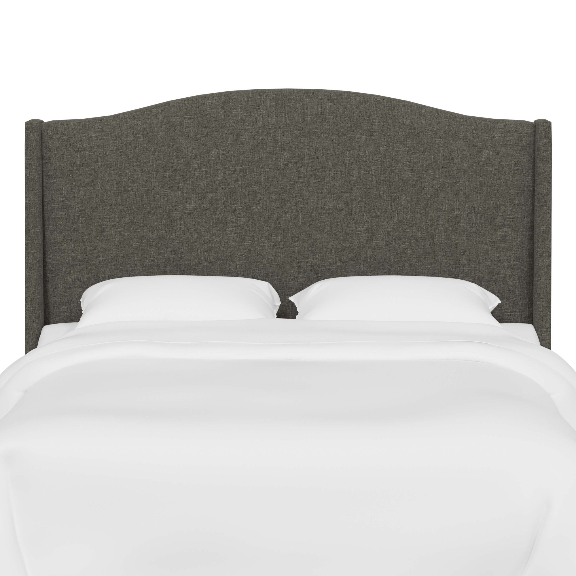 Byrd Upholstered Wingback Headboard, Zuma Charcoal Textured Linen, King