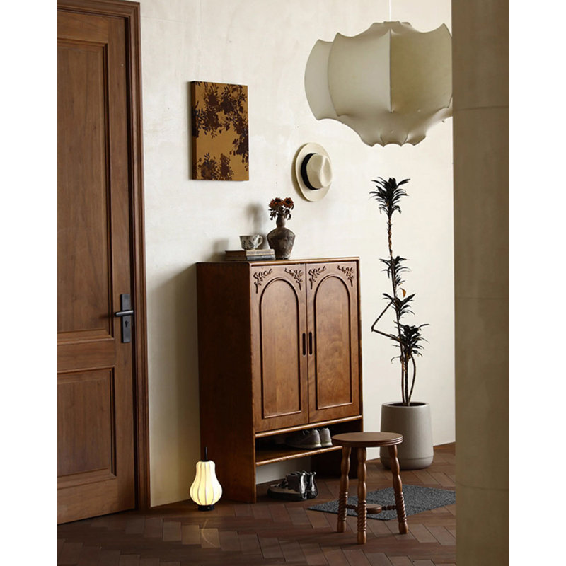 47.24" Brown Rectangular Solid Wood Shoe Storage