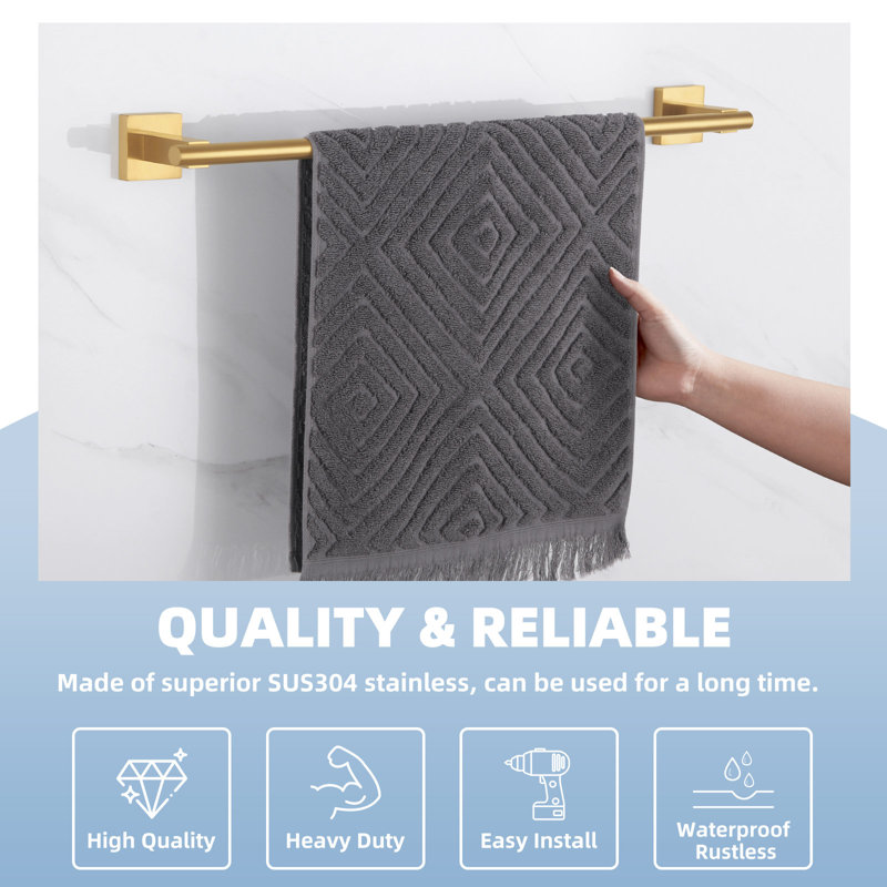 23.5'' Wall Mounted Towel Bar, Brushed Gold