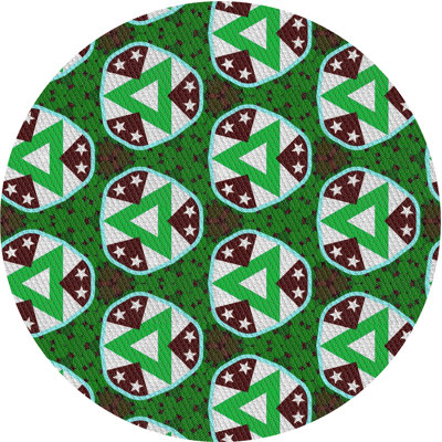 Vert géométrique/Tapis décoratif brun