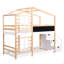 Lit simple superposé au-dessus d'un lit simple avec fenêtre de toit, tableau noir et échelle de rangement-171077875
