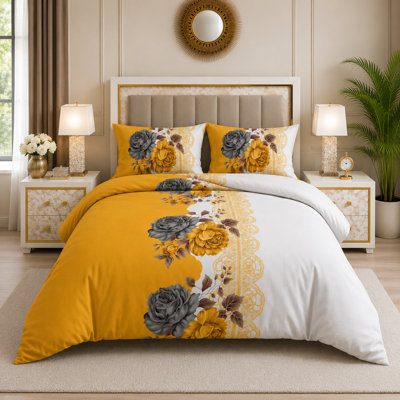 Microfiber Floral Duvet Cover Set