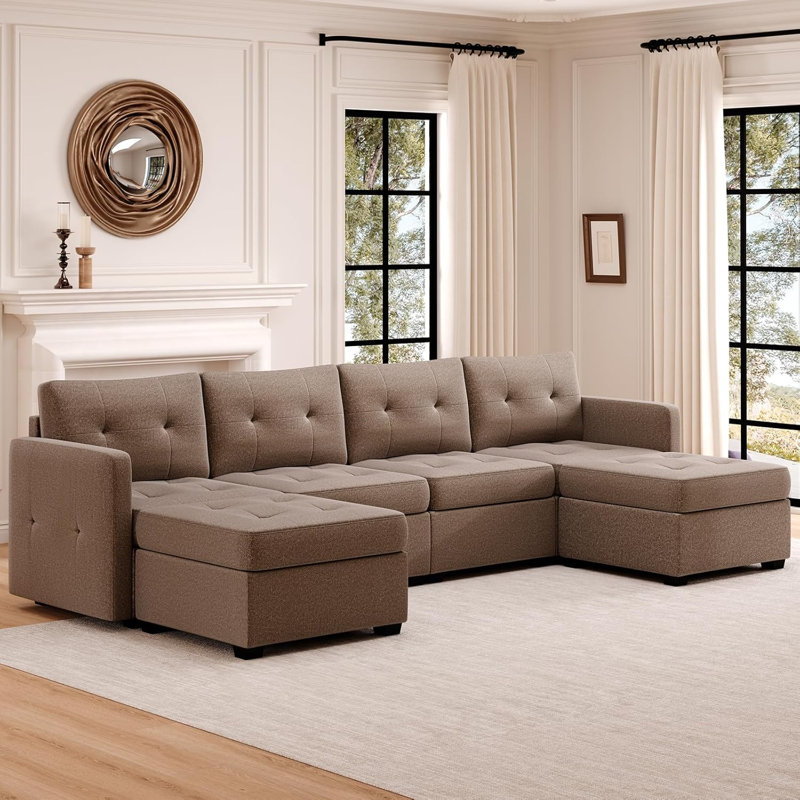 Canapé modulaire 6 pièces Javaughn, Brun