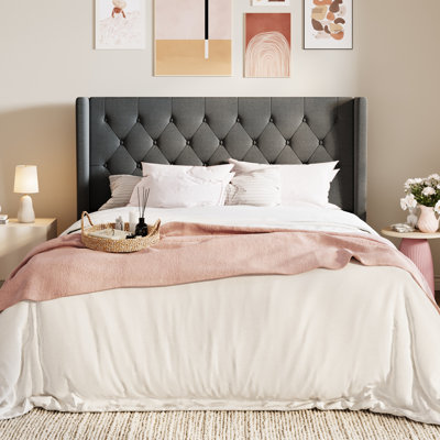 Hilbert Upholstered Low Profile Platform Bed Frame with Headboard