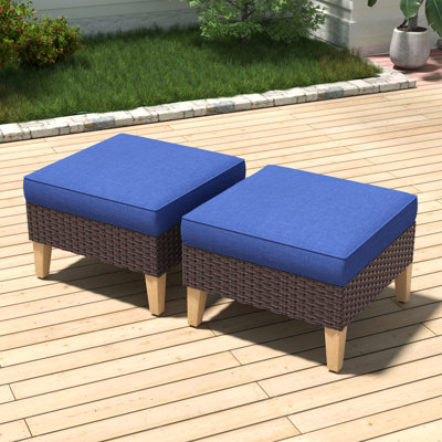 Repose-pieds d'extérieur en osier avec coussin Sunbrella® Tuule