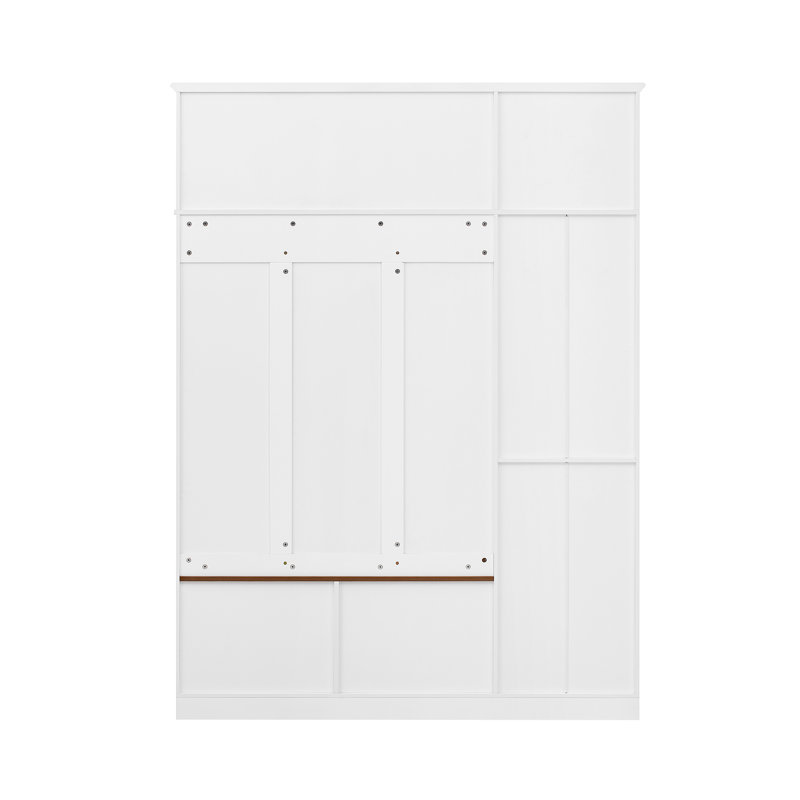 Hall Tree 59'' Wide With Bench And Shoe Storage, White