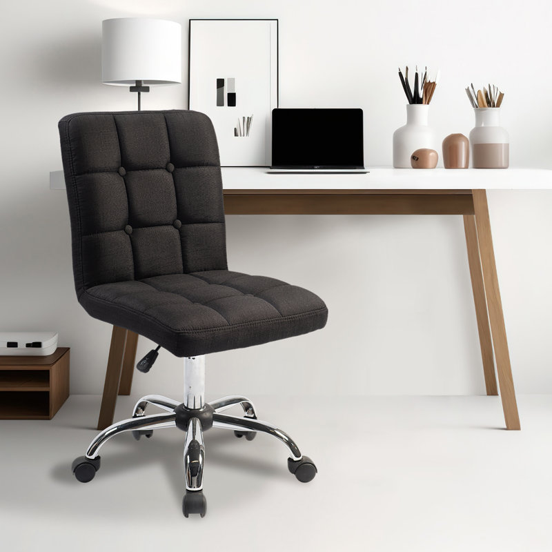 Chaise de bureau en tissu Paillere, Noir