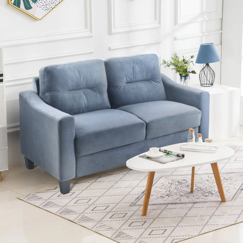 Canapé modulaire polyvalent en velours gris pour la chambre à coucher - 2 sièges, coussins épais et amovibles de 2 po pour les bureaux à domicile et les salons