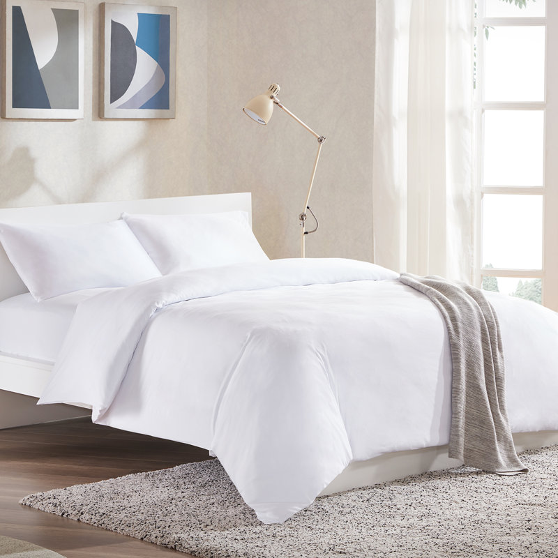 Ensemble de housse de couette en microfibre Trona, Housse de couette pour très grand lit et 2 très , Blanc