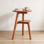 Table d'appoint ronde à 2 niveaux en bois massif avec tablette de rangement pour salon et chambre à coucher, couleur naturelle-335994129