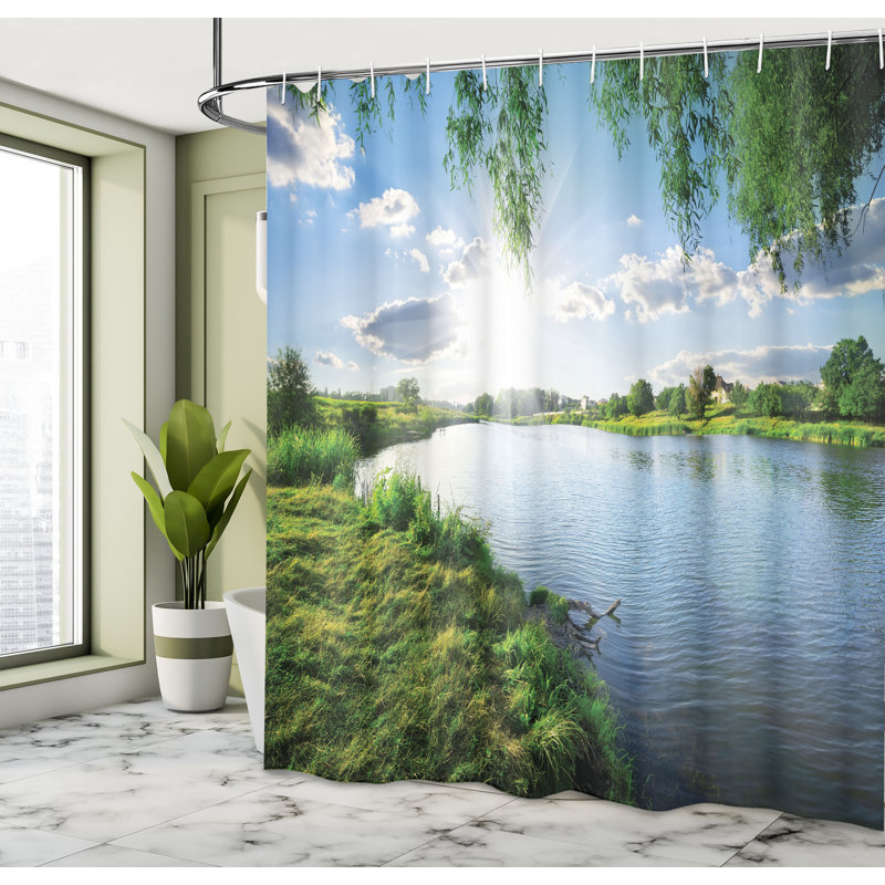 Ensemble de rideau de douche et crochets de la nature, H 84 po x l 69 po