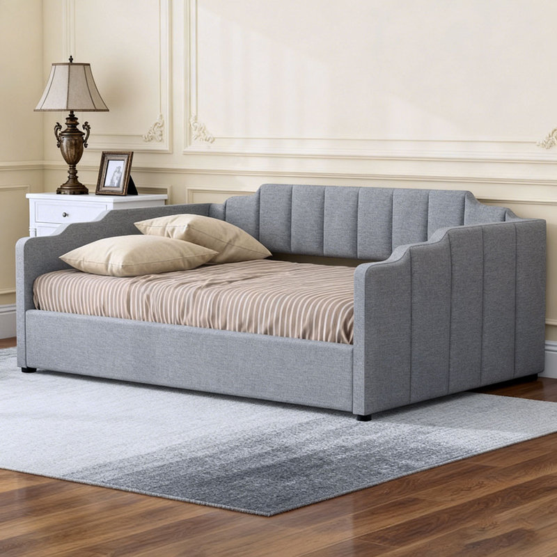 Upholstered Daybed with Underneath Storage, Gray