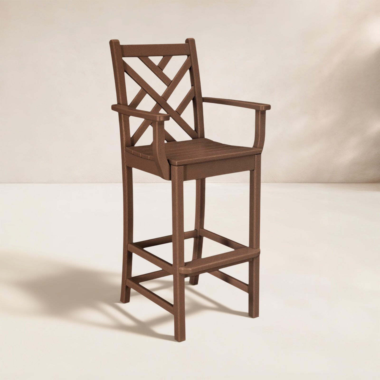 POLYWOOD® Chippendale Patio Bar Stool, Teak
