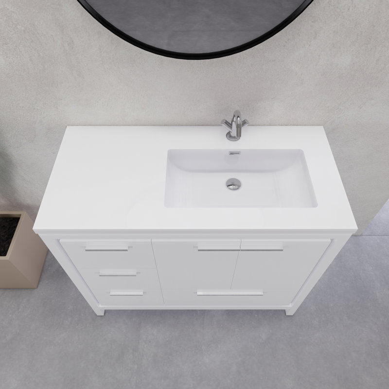 Ensemble de meuble-lavabo simple 41,75 po Eden, Blanc lustré