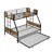 Twin Over FULL  Metal Bunk Bed  With Trundle  2 - Side Ladder And Full-Length Guardrail, No Box Spring Needed, Large Under Bed Storage, Easy Assemble , Black &  Brown-539088097