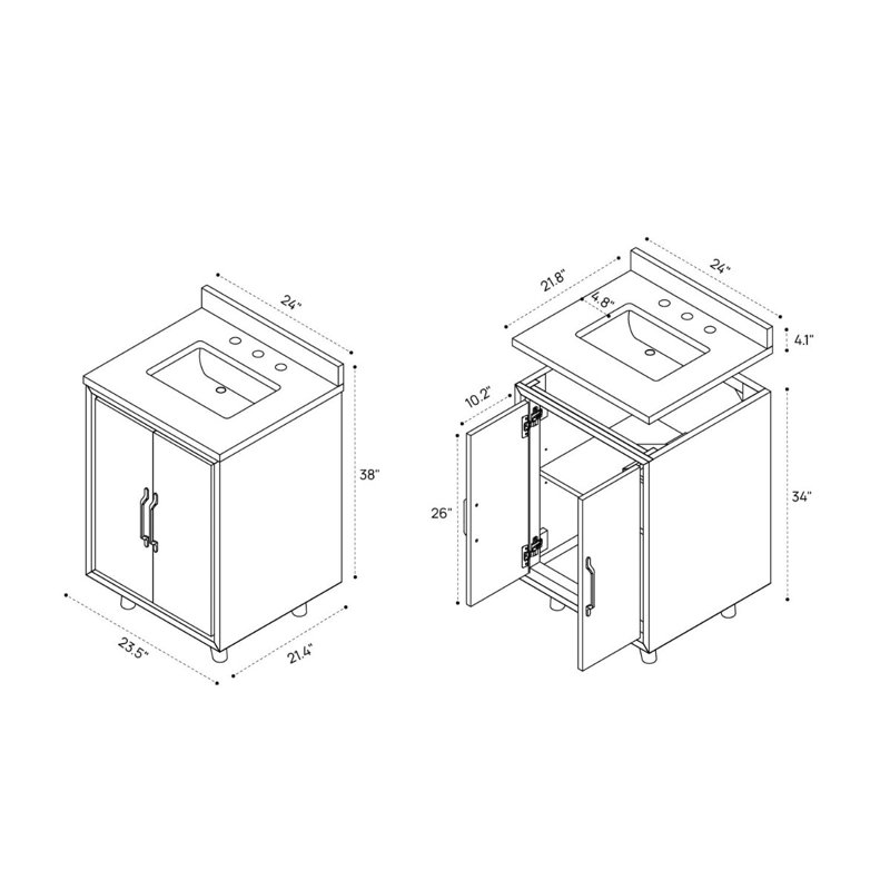 Setton Single Vanity, 24" W